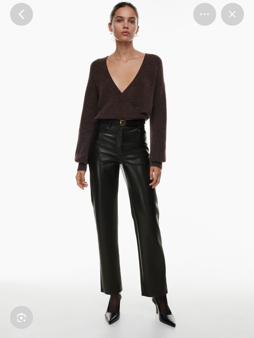 Aritzia Melina Straight-Leg Faux Leather Pants - Black